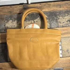 Vintage Dune Tan Small Tote Bag Top Handle Zip Closure